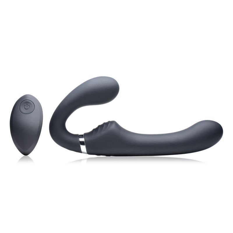 Mighty Rider 10X Strapless Strap-On Black w Remote Strap U